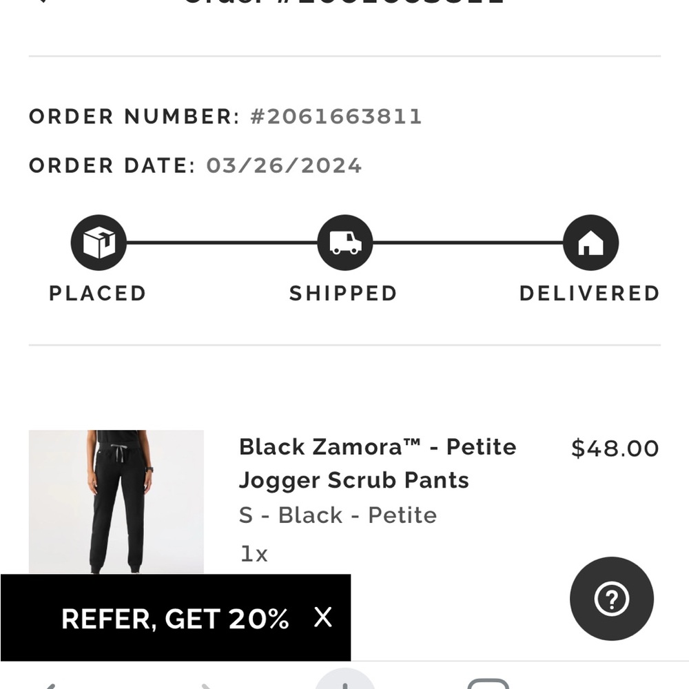 FIGS Black Zamora Petite Jogger Scrub Pants